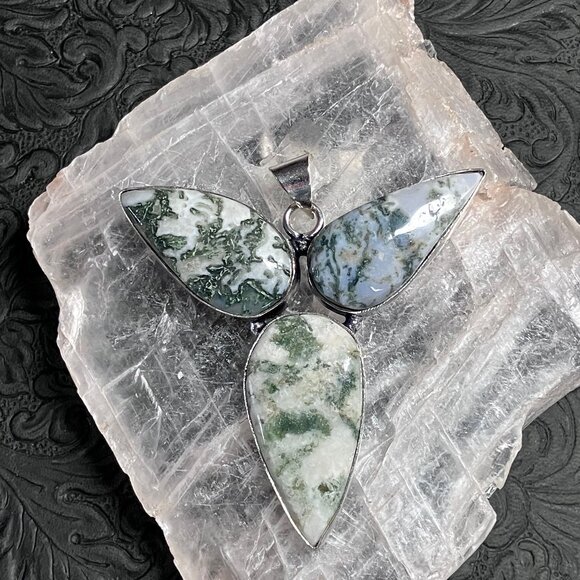 Triple Tree Agate Pendant Stone Crystal Jewelry - Picture 4 of 5